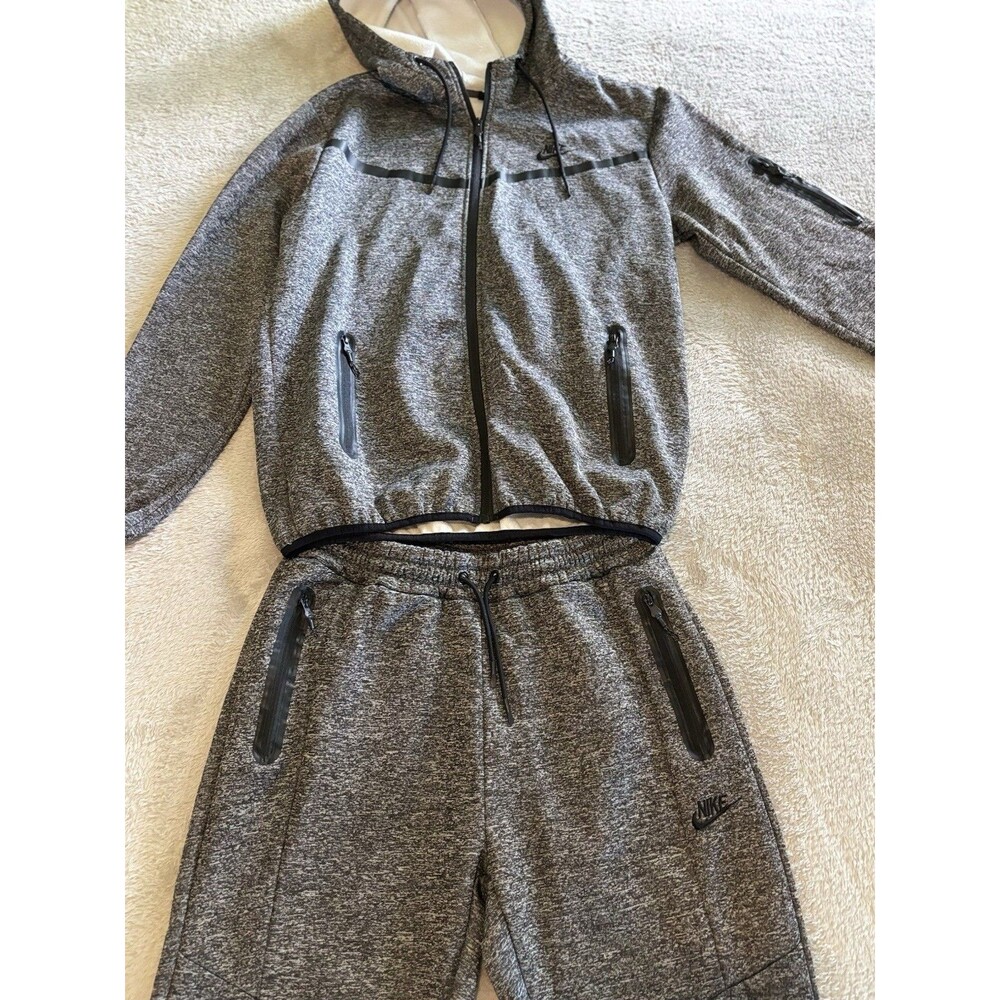 Nike Tech Sportswear Fleece Suit Men’s XLarge Zip Hoodie Pants Grey And Black